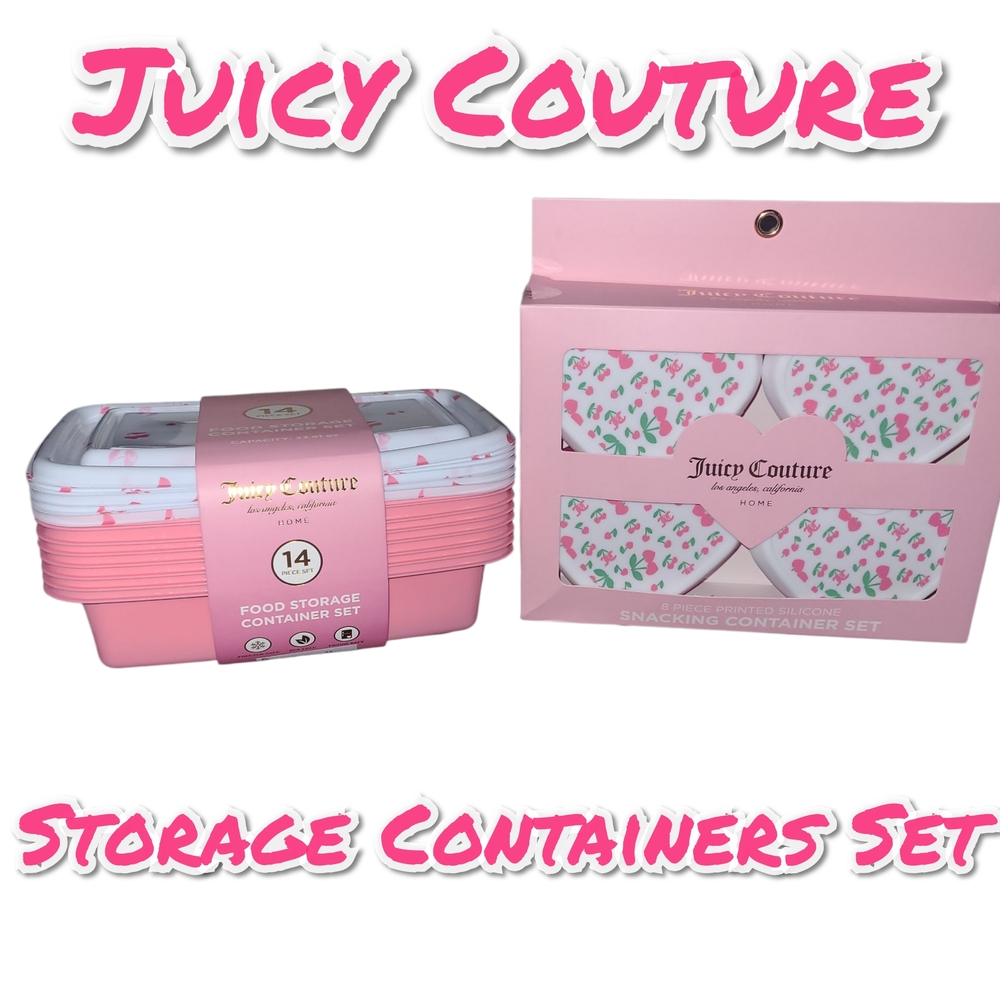 Juicy Couture Pink and White Storage Container Set